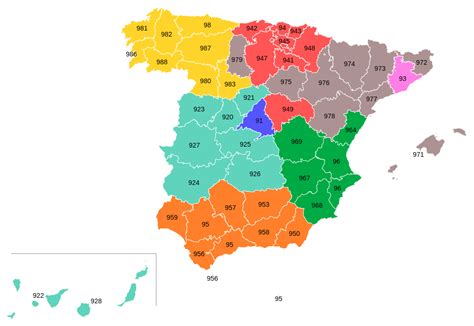 Prefijos telefónicos de España por provincias, la lista。